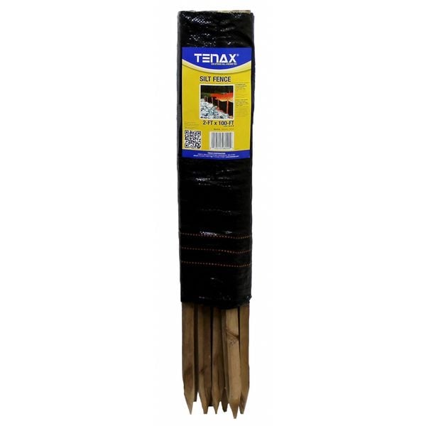 Zoro Select 2 ft H x 100 ft L Silt Fence, 11 Stakes, Polypropylene, Black - 31900500