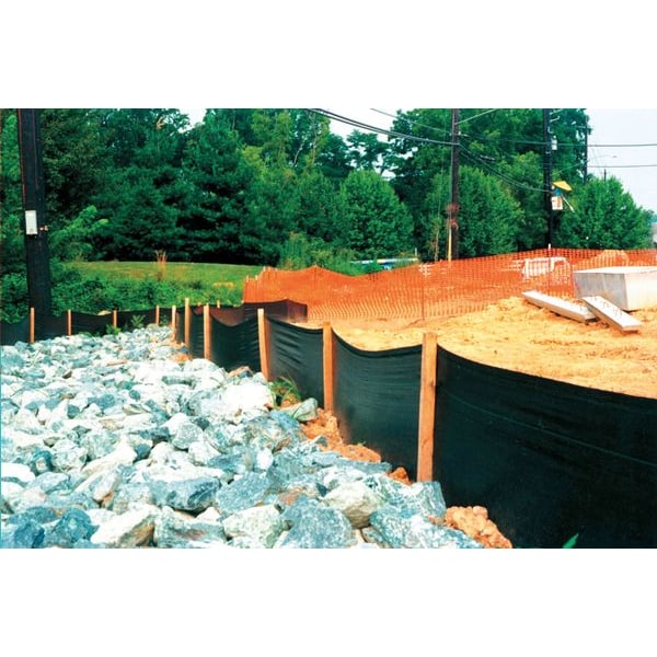 Zoro Select 2 ft H x 100 ft L Silt Fence, 11 Stakes, Polypropylene, Black - 31900500