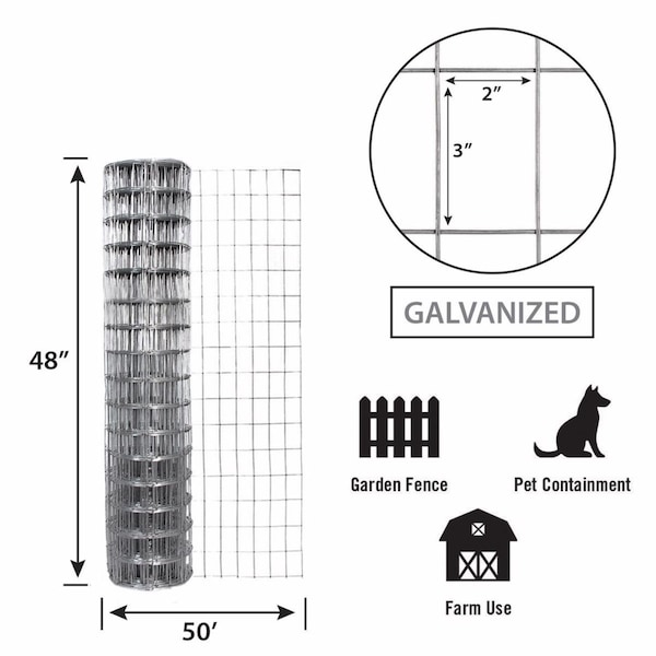 Garden Zone Garden Craft 48 in. H X 50 ft. L Steel Welded Wire Fence 2x3 in. - 034850