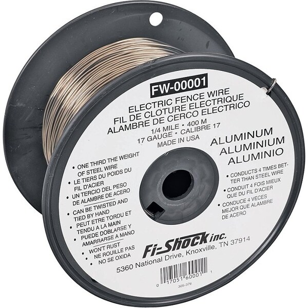 Zareba Fi-Shock Fence Wire, 17 ga Wire, Aluminum Conductor, 1/4 mile L - FW-00001T