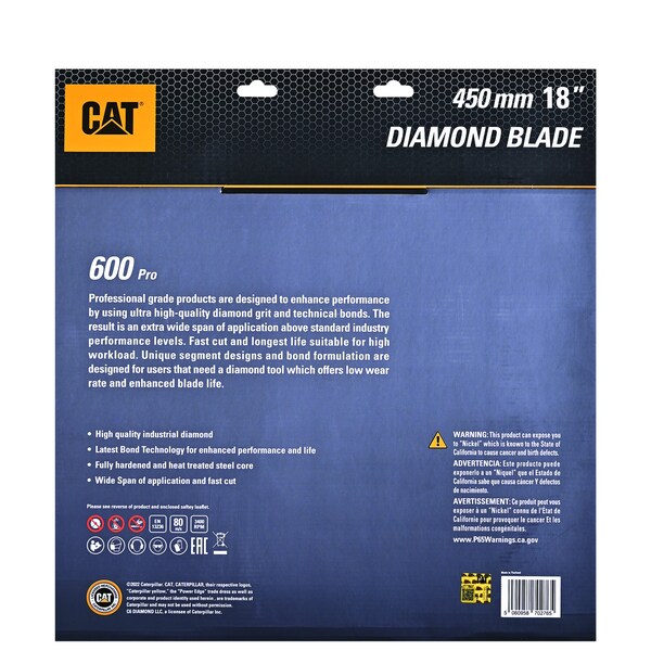 Caterpillar 600 Pro Segmented Laser Welded General General Purpose Diamond Blade 18-In - 450mm - DA33022U