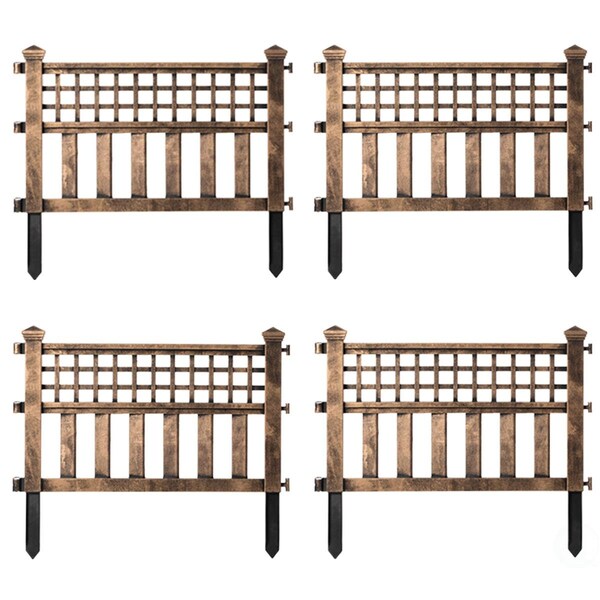 Invernaculo 0.75 x 20.5 x 23.75 in. Plastic Outdoor Decor Garden Flower Edger Fence Border, Bronze - Set of 4 - IN2641944