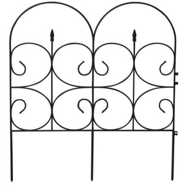 Patioplus Victorian Black Resin Fleur De Lis Large Fence Garden Fencing, 14 ft. - PA14748