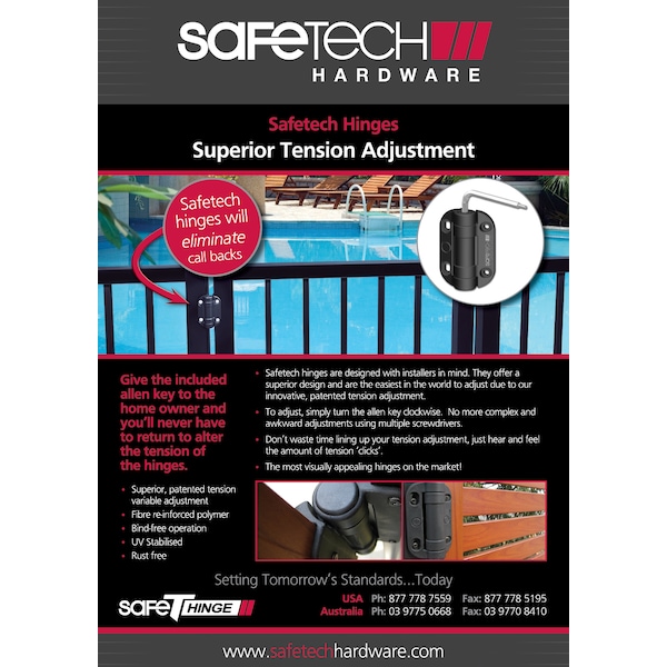 Safetech Hardware Heavy Duty Self-Closing Metal Gate Hinges, Black - SHH-135LS