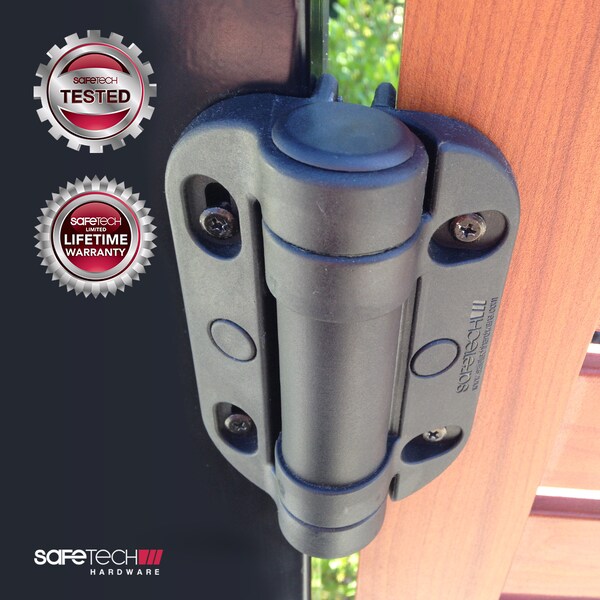 Safetech Hardware Heavy Duty Self-Closing Metal Gate Hinges, Black - SHH-135LS
