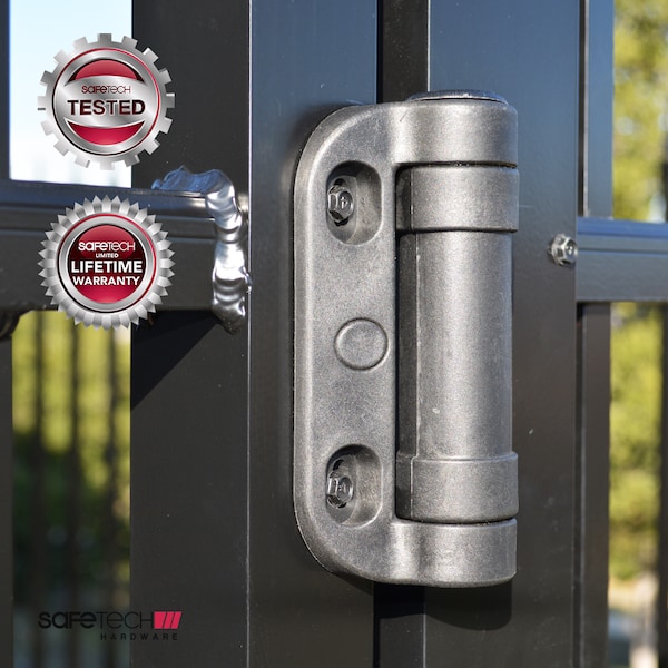 Safetech Hardware Heavy Duty Self-Closing Metal Gate Hinges, Black - SHH-135LS