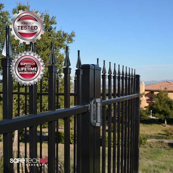 Safetech Hardware Heavy Duty Self-Closing Metal Gate Hinges, Black - SHH-135LS