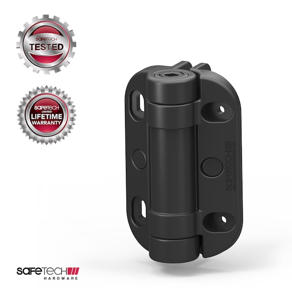 Safetech Hardware Heavy Duty Self-Closing Metal Gate Hinges, Black - SHH-135LS