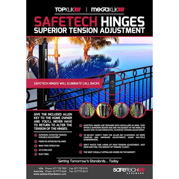 Safetech Hardware Heavy Duty Self-Closing Metal Gate Hinges, Black - SHH-135LS
