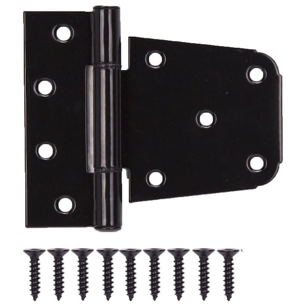 Prosource Gate Hinge, Steel, Black, Fixed Pin, 180 deg Range of Motion, 46 Pair lb - LR-183-PS