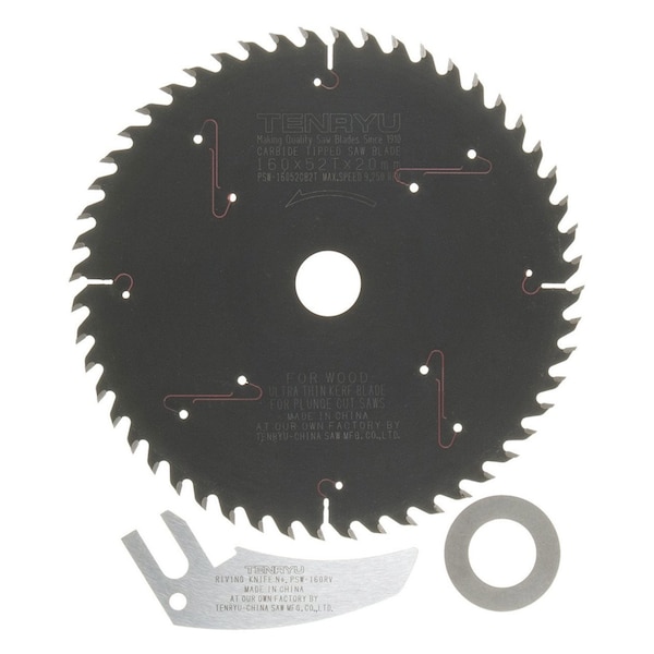 Tenryu 160mm Plunge-Cut Saw Blade 52T for FESTOOL TS55 - PSW-16052CB2TK