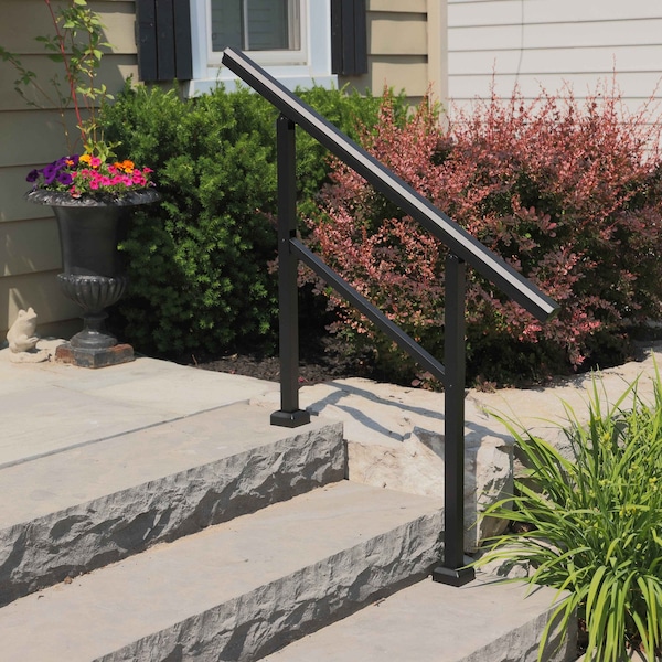 Nuvo Iron 3-Step Aluminum Stoop Railing Kit 48in. L x 34.75in. H Powder Coated Black - BLSK3S