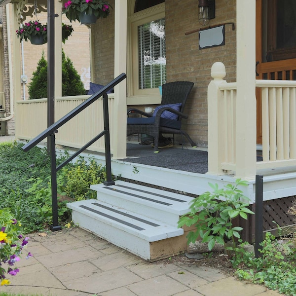 Nuvo Iron 3-Step Aluminum Stoop Railing Kit 48in. L x 34.75in. H Powder Coated Black - BLSK3S