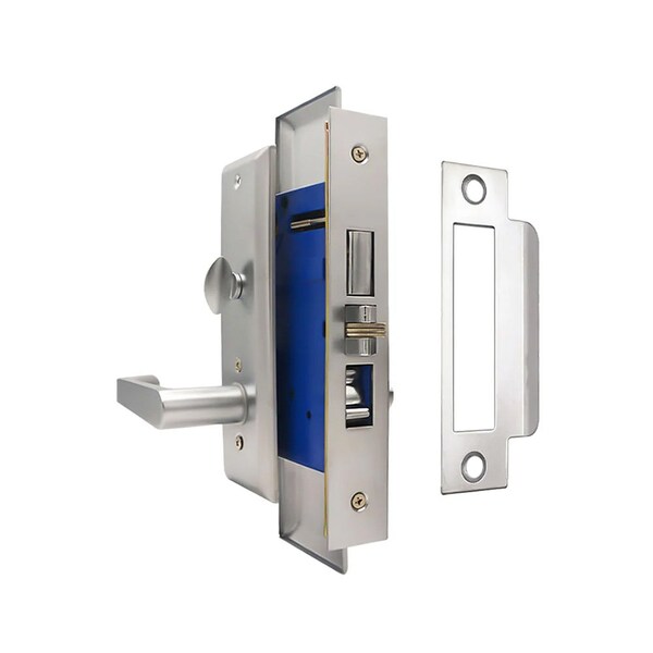 Ecs Hardware Durable Heavy Duty Mortise Lockset w/ Lever 26D Satin Chrome, 2-3/4 in Larger Backset, Right Handed - ECSH-MLWL234-SS-SC1-RH
