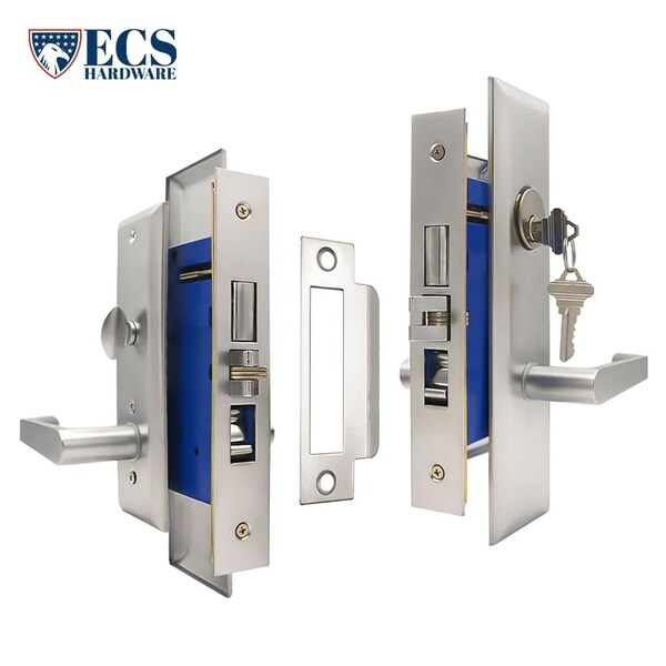 Ecs Hardware Durable Heavy Duty Mortise Lockset w/ Lever 26D Satin Chrome, 2-3/4 in Larger Backset, Right Handed - ECSH-MLWL234-SS-SC1-RH
