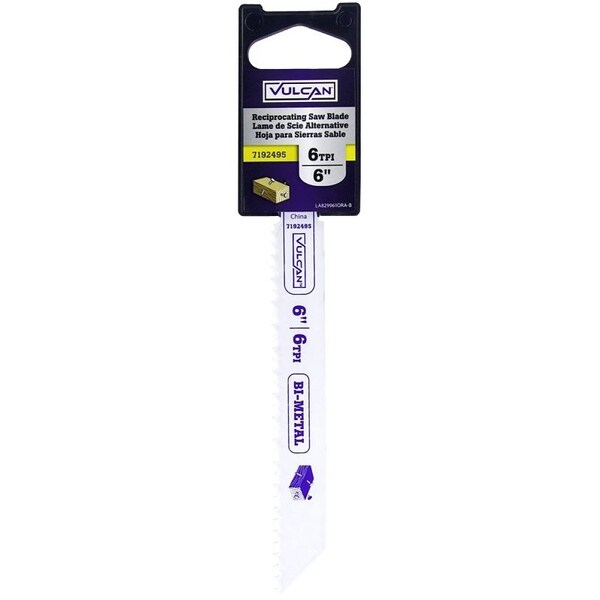 Vulcan Reciprocating Saw Blade, High Speed Steel Cutting Edge - 829961OR