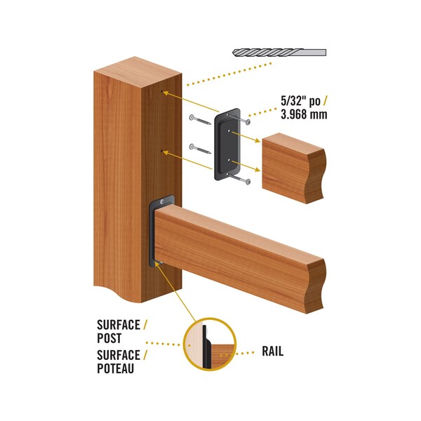 Nuvo Iron BLACK 2 x 4 STEEL RAIL HANGER AND CONNECTOR PLATE - RH24B