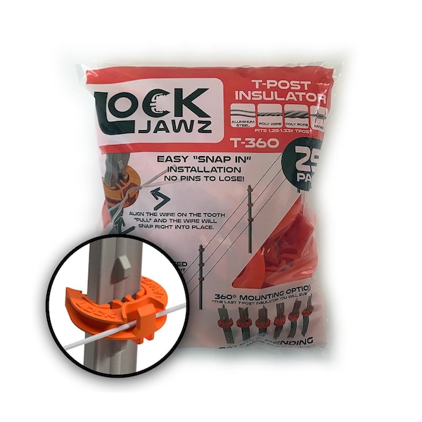Dare Products LockJawz T-Post Fence Insulator Orange - T-360 ORANGE