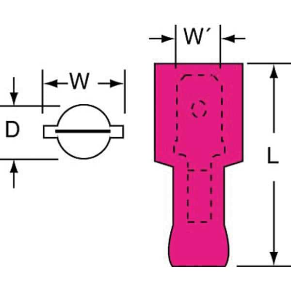 Desconexión macho de 3M, Rojo, 22-18AWG, paquete de 1000 - MNG18-187DMIK