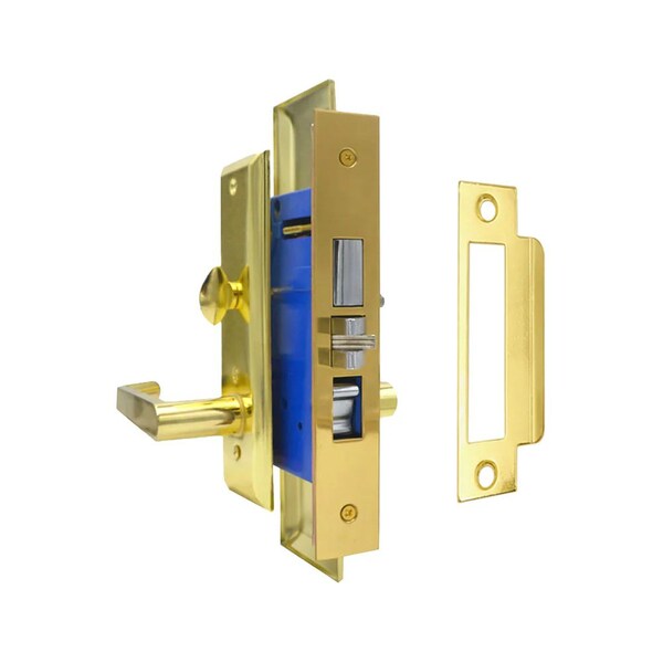 Ecs Hardware Durable Heavy Duty Mortise Lockset w/ Lever US3 Polished Brass, 2-3/4 in Larger Backset, Right Handed - ECSH-MLWL234-PB-SC1-RH