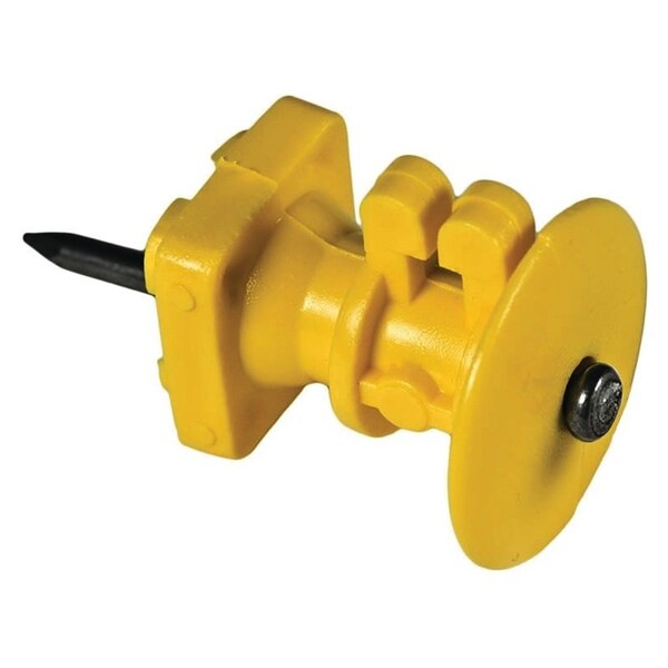 Zareba Wood Post Knob Insulator, 9 to 22 ga Fence Wire, Aluminum/Polywire/Steel, Polyethylene, Yellow - IWKNY-Z