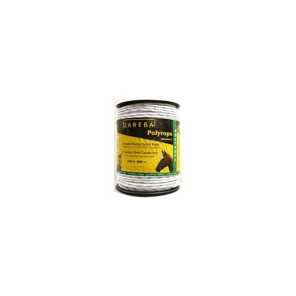 Zareba Polyrope, 6-Conductor, Stainless Steel Conductor, White, 656 ft L - PR656W6-Z