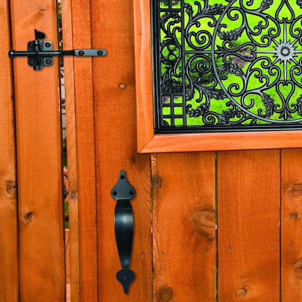 Nuvo Iron BLACK GALVANIZED STEEL SPRING-LOADED LATCH AND CATCH WITH CABLE AND RING - LCWSLBLK