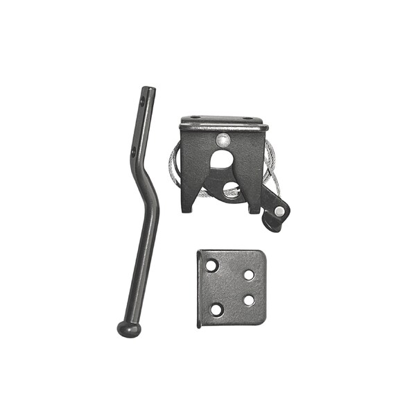 Nuvo Iron BLACK GALVANIZED STEEL SPRING-LOADED LATCH AND CATCH WITH CABLE AND RING - LCWSLBLK