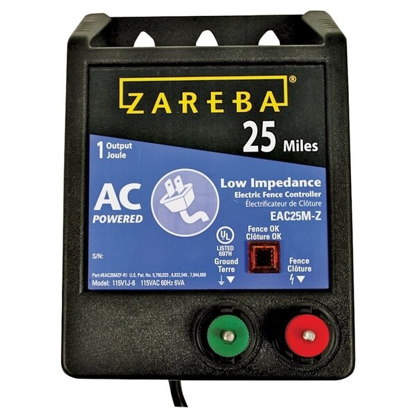 Zareba Electric Fence Charger, 1 J Output Energy, 115 V - EAC25M-Z