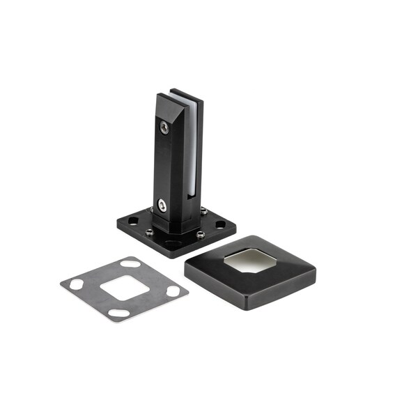 Richelieu 1/2 in to 9/16 in (12 mm to 15 mm) Glass Pool Gate Bracket, Square, 316 Grade Black Stainless Steel - 706SP077169