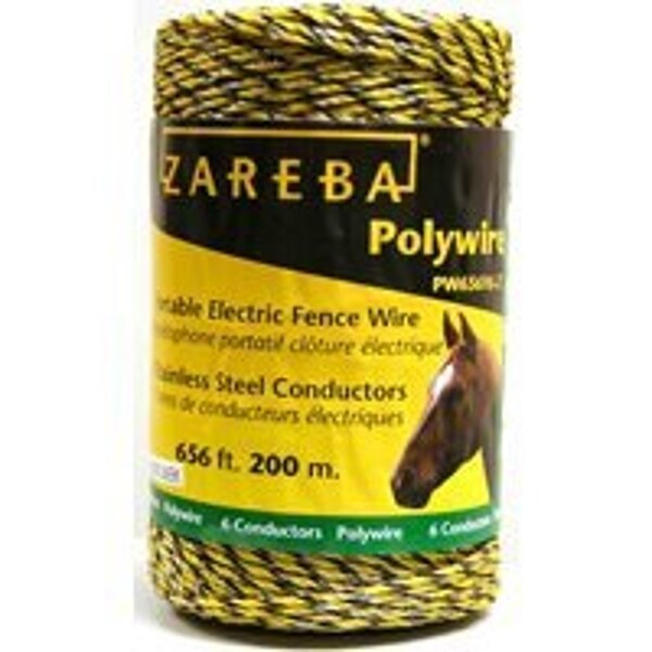 Zareba Polywire, Stainless Steel Conductor, Yellow, 656 ft L - PW656Y6-Z