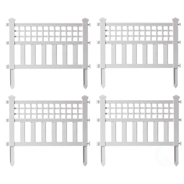 Invernaculo 0.75 x 20.5 x 23.75 in. Plastic Outdoor Decor Garden Flower Edger Fence Border White - Set of 4 - IN3171986