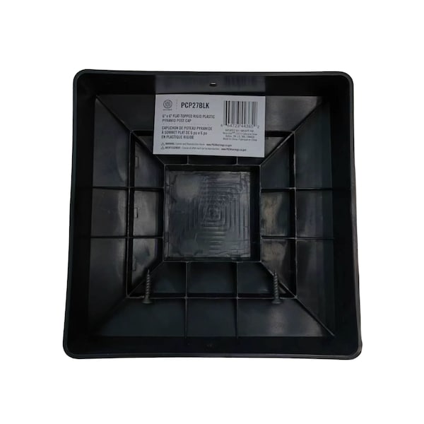 Nuvo Iron 6in. x 6in. Black Rigid Plastic Pyramid Post Cap - PCP27BLK