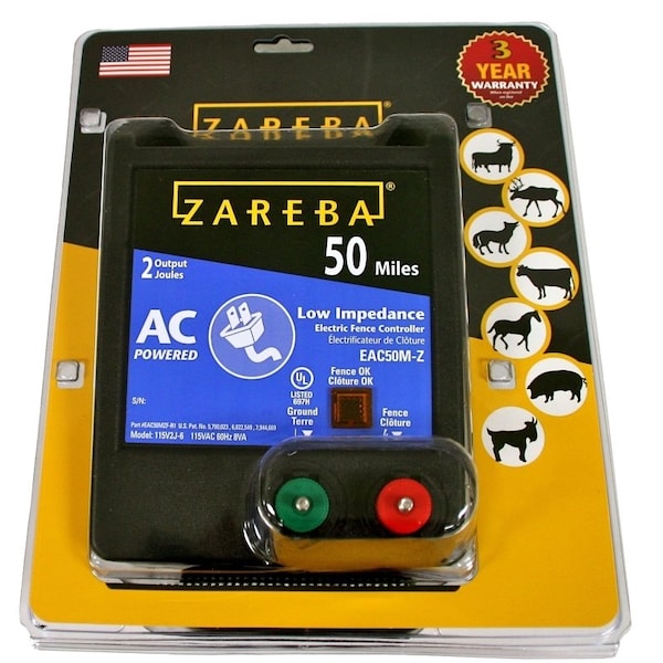 Zareba Electric Fence Charger, 2 J Output Energy, 115 V - EAC50M-Z