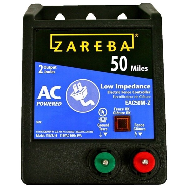 Zareba Electric Fence Charger, 2 J Output Energy, 115 V - EAC50M-Z