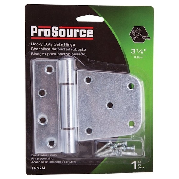 Prosource Gate Hinge, Steel, Zinc, Fixed Pin, 180 deg Range of Motion, 46 Pair lb - LR-181-PS