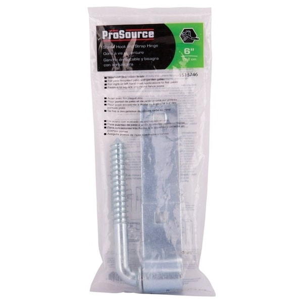 Prosource Hook/Strap Hinge, 5-3/4 in W Frame Leaf, 1-1/4 in H Frame Leaf, 4 mm Thick Leaf, Steel, Zinc - LR-087PS