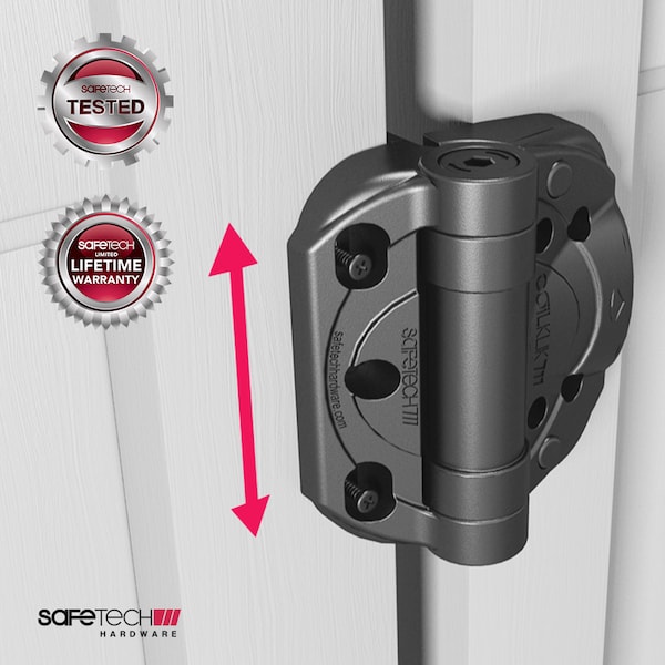 Safetech Hardware Heavy Duty Self-Closing Vinyl Gate Hinges, Black - SHC-135