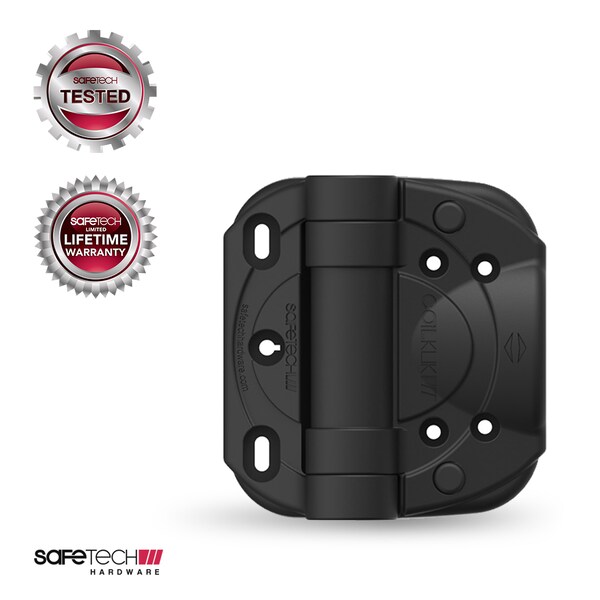 Safetech Hardware Heavy Duty Self-Closing Vinyl Gate Hinges, Black - SHC-135