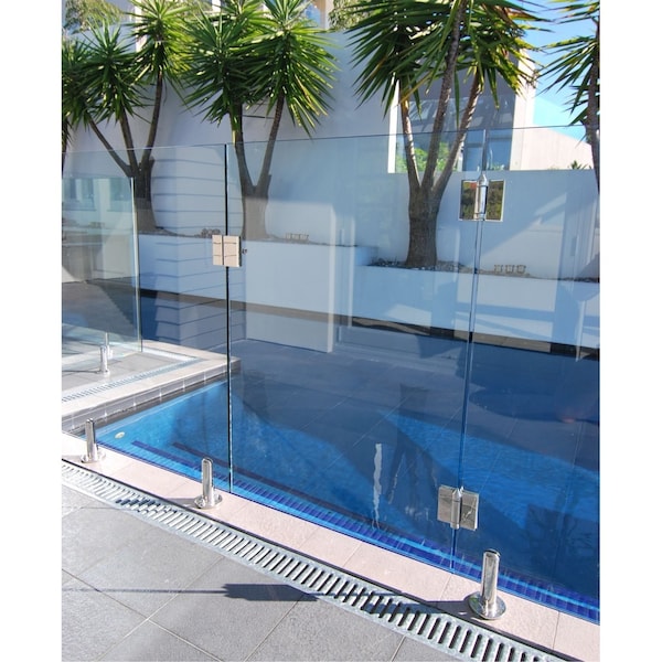 Richelieu 180 Degree Glass-to-Glass Mount Adjustable Spring-Loaded Pool Gate Hinge, Stainless Steel - PGHGG180170