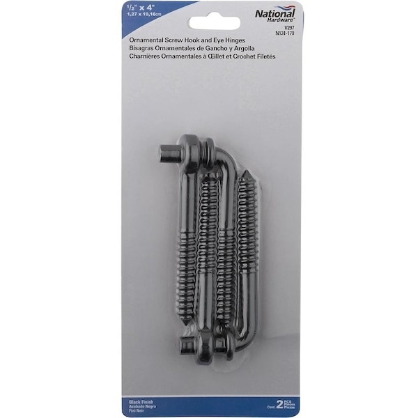 National Hardware SCREW HOOK&EYE HNG BLK 1/2X4IN - N131-170