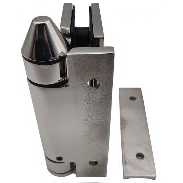 Richelieu 90Deg Wall-to-Glass/Post-to-Glass Mount Adjustable Spring-Loaded Pool Gate Hinge, Polished Stainless - PGHSQPG02171