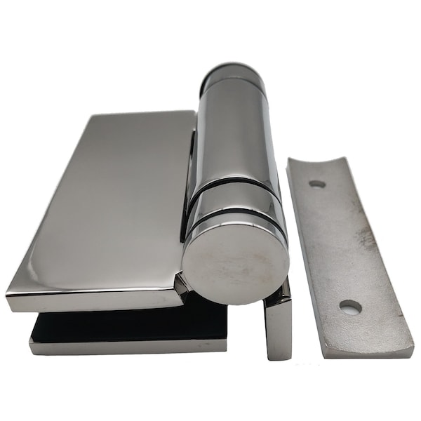 Richelieu 90Deg Wall-to-Glass/Post-to-Glass Mount Adjustable Spring-Loaded Pool Gate Hinge, Polished Stainless - PGHSQPG02171