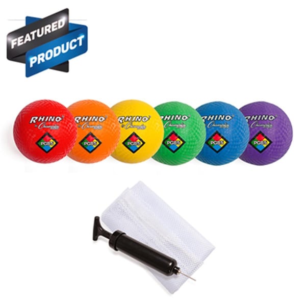 Champion Sports 8.5 in. Playground Ball Set with Pump, Multicolor - Set of 6 - CH55855