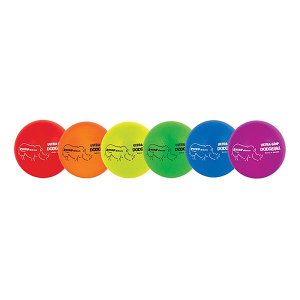 Champion Sports Rhino Skin Low Bounce Ultra Grip Dodgeball Set, Neon - Set of 6 - CH55996