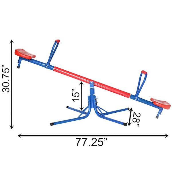 Playberg Outdoor Red and Blue Metal Rotating Seesaw - QI003377