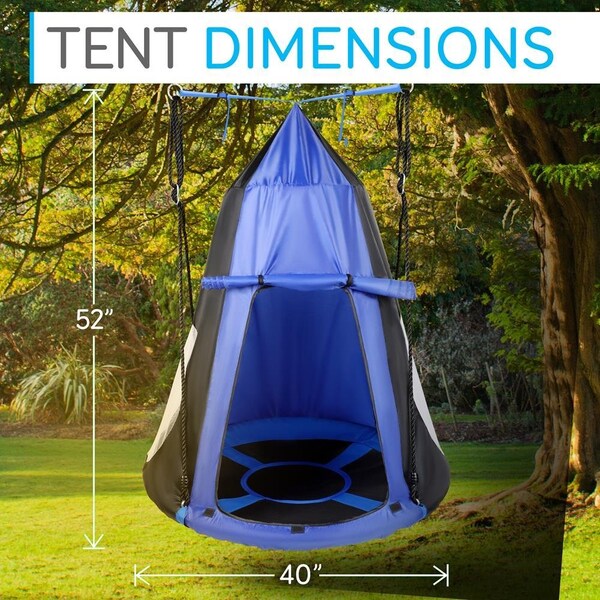 Serenelife Children's Tree Swing Tent - Indoor/Outdoor Hanging Rope Swing Hangout Kit Blue - SLSWNG350BL