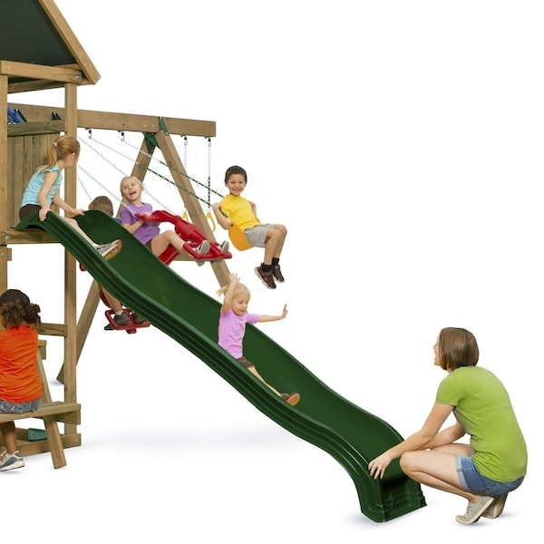 Playstar PS 8826 Giant Scoop Wave Slide, 8 ft L Slide, Open Slide, Straight Slide, HDPE, Green - PS8826/PS8816