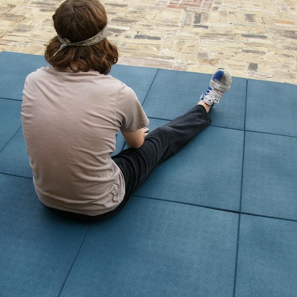 Rubber-Cal "Eco-Sport" Interlocking Tiles - 3/4 x 19.5 x 19.5 Inch - 15 Pack - 39.6 Square Feet Coverage - Blue - 03-208-LB-15PK