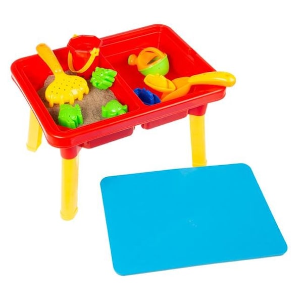 Hey Play Hey Play 80-TK036196 Water or Sand Sensory Table with Lid & Toys - 80-TK036196